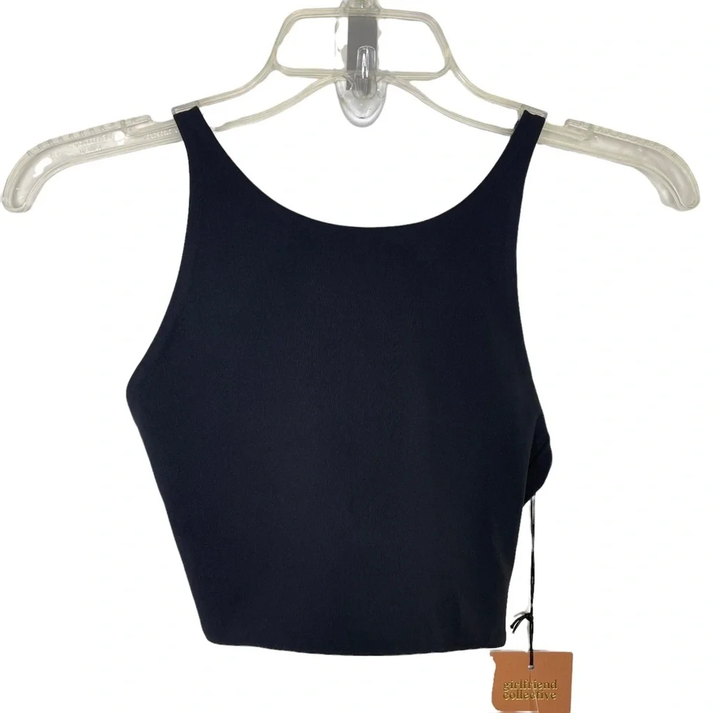 Girlfriend Collective Black Topanga Halter Bra, XS